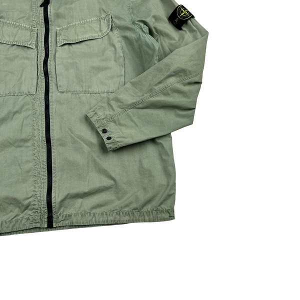 Stone Island 2022 Green Brushed Cotton Zipped Overshirt - XL