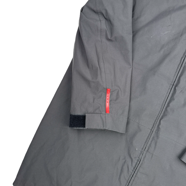 Prada Grey Nylon Red Tab Long Goretex Jacket - XXL
