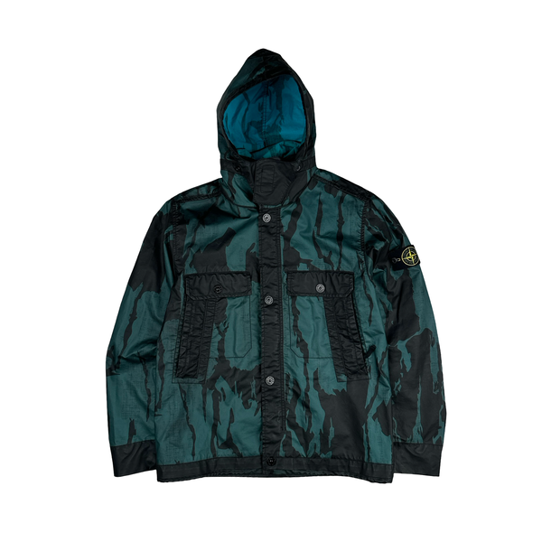 Stone Island 2015 Reverse Colour Process Raso Gommato Flowing Camo Jacket - Medium