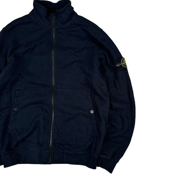 Stone Island 2023 Navy Cotton Zip Up Jumper - Large