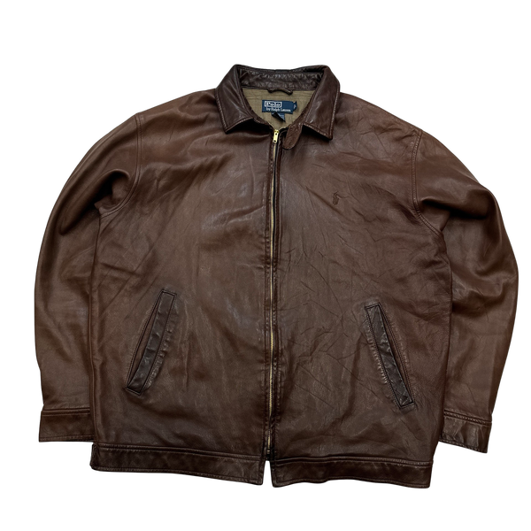 Ralph Lauren Brown Heavyweight Leather Jacket - Large