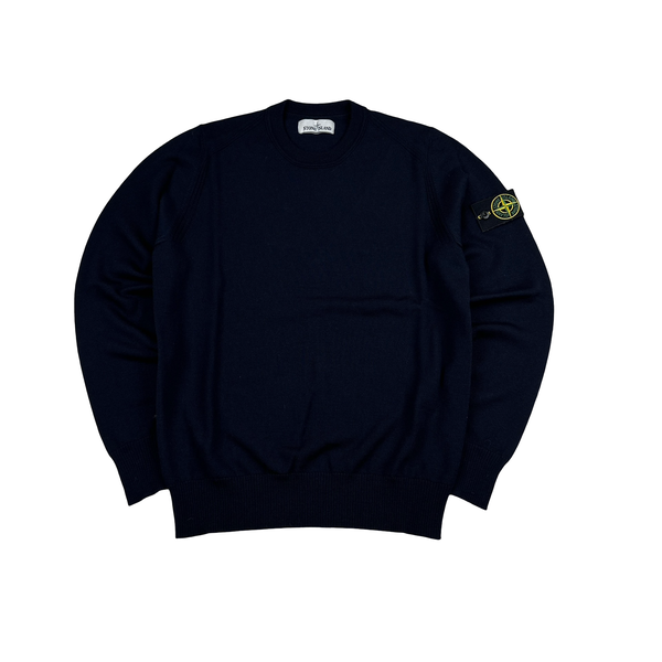 Stone Island 2020 Navy Crewneck Wool Knit Jumper - Small