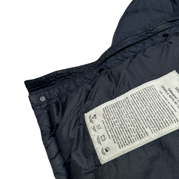Stone Island 2013 Navy Long Crinkle Down Puffer Jacket - Large