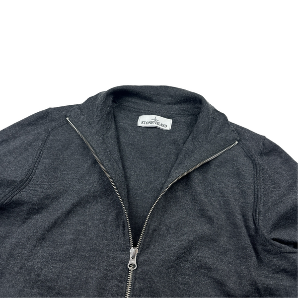Stone Island 2018 Dark Grey Wool Lightweight Zip Up - Small 