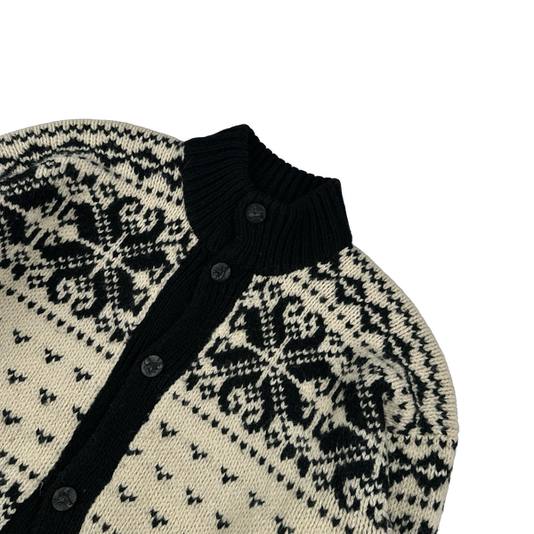 Ralph Lauren Wool Cable Knit Buttoned Folk Style Jumper - Large