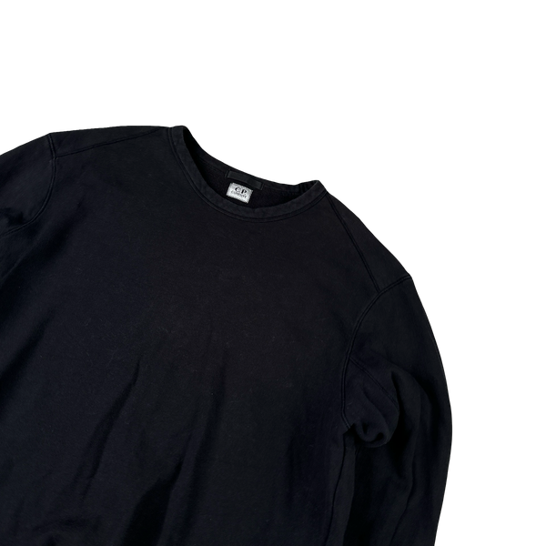 CP Company Black Cotton Spellout Cuff Crewneck Jumper - XXL