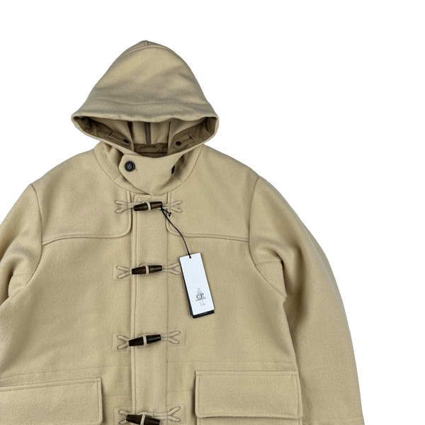 CP Company Tan Wool Spellout Watch Viewer Duffle Jacket - Medium, Large, XL