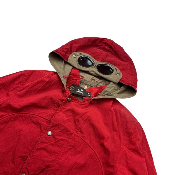 CP Company Reversible Red/Checked Goggle Jacket - Large