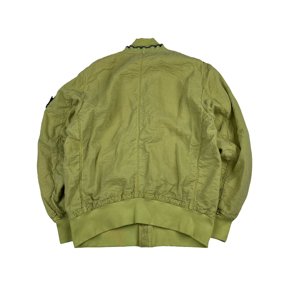 Stone Island 2010 Yellow Green Screen Carbon Silk Bomber Jacket - XL
