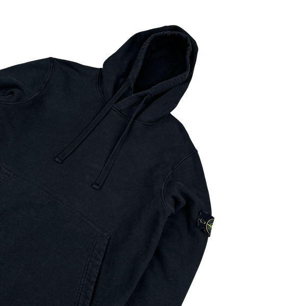 Stone Island 2020 Black Cotton Pullover Hoodie - Small
