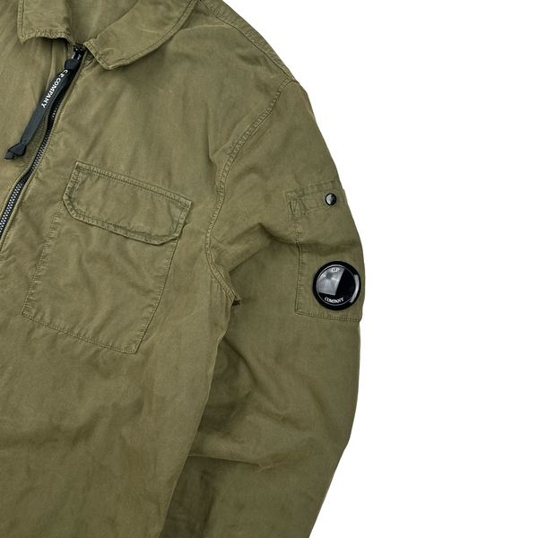 CP Company Khaki Cotton Zipped Overshirt - Medium