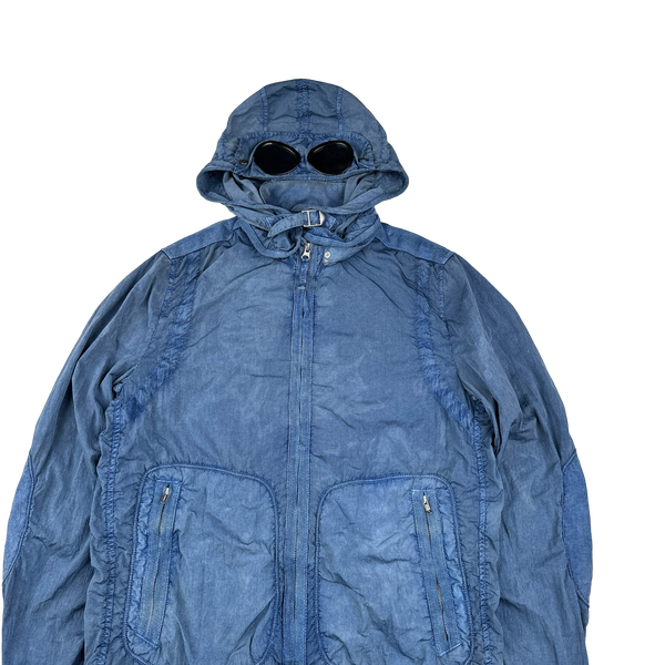 CP Company Blue Nylon Goggle Jacket - Large