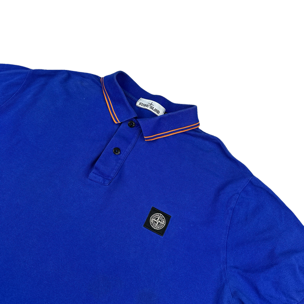 Stone Island 2018 Blue Orange Piped Polo Shirt - 3XL