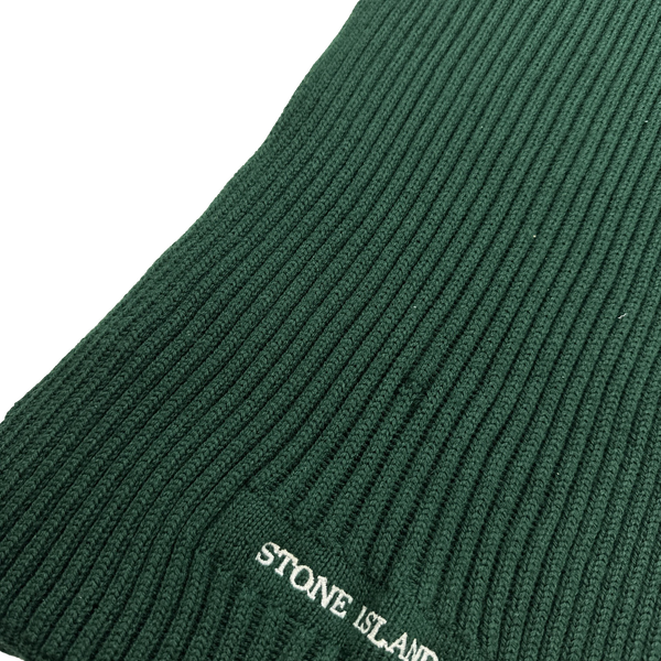 Stone Island Ribbed Cotton Green Spellout Scarf