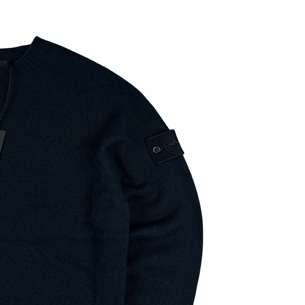 Stone Island 2025 Ghost Navy Cashmere Crewneck Knit Jumper - Large