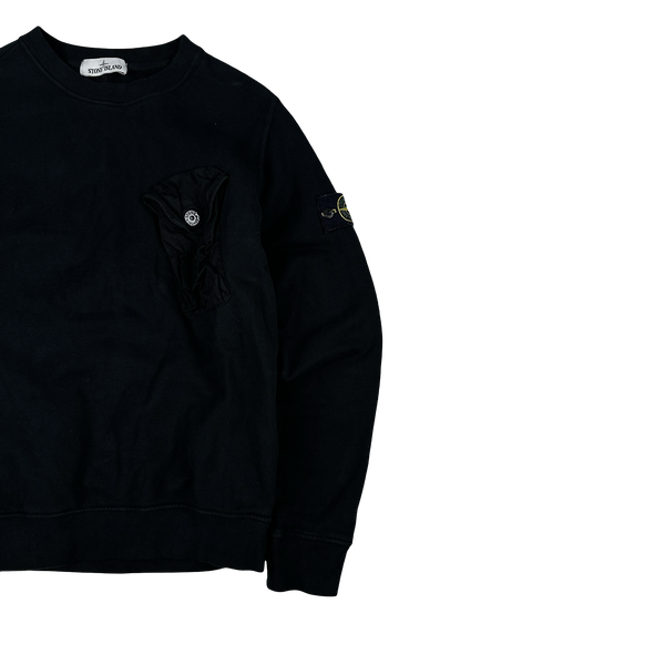 Stone Island 2021 Black Chest Pocket Jumper - Small