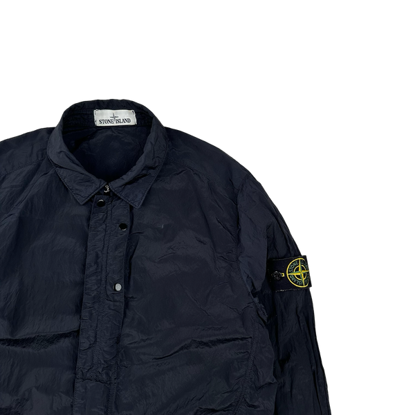 Stone Island Navy Blue Nylon Metal Shimmer Overshirt - Medium