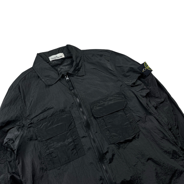 Stone Island 2019 Black Nylon Metal Rip Stop Overshirt - Small