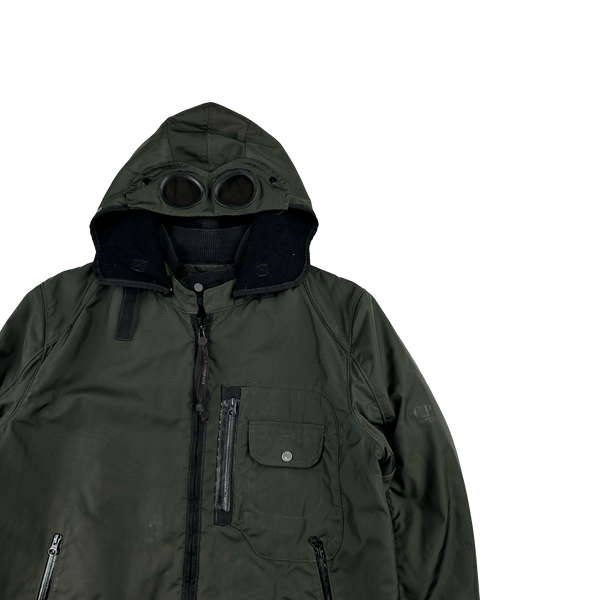 CP Company 2006 Dark Green Multi Pocket Leinster 200 Wool Lined Goggle Jacket - XL