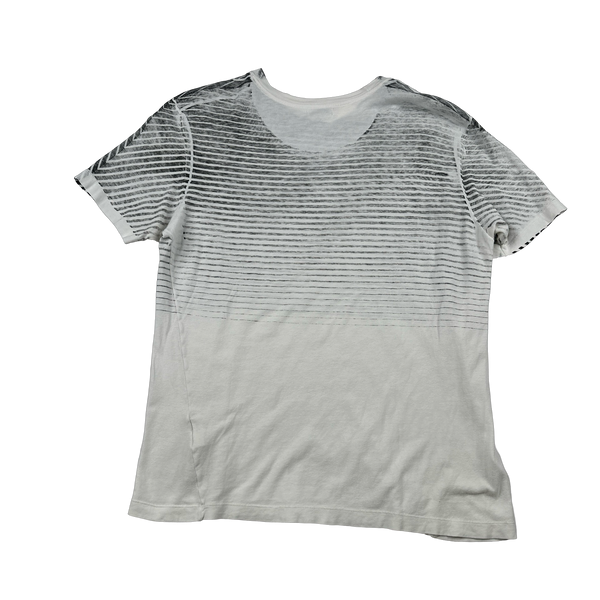 Stone Island 2009 Grey Striped Gradient Spellout T Shirt - Large