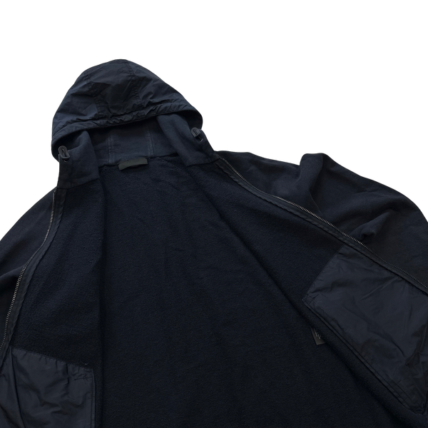 Prada Navy Nylon Metal Panel Cotton Hoodie - Small