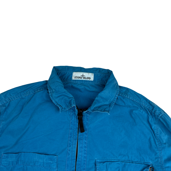 Stone Island 2018 Light Blue Cotton Zipped Overshirt - XL