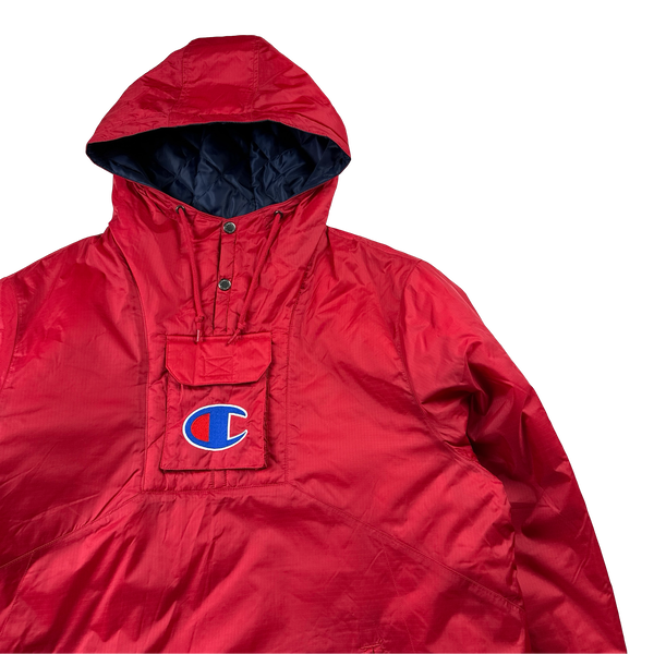 Supreme X Champion Red Spellout Logo Pullover Nylon Smock - XL