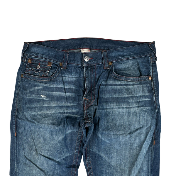 True Religion Blue Wash Contrast Stitch Bootcut Fit Jeans - 38”