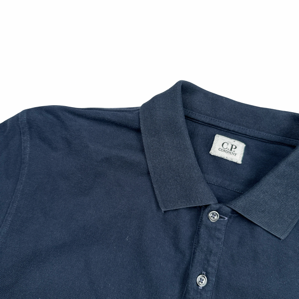 CP Company Navy Cotton Polo Shirt - Large