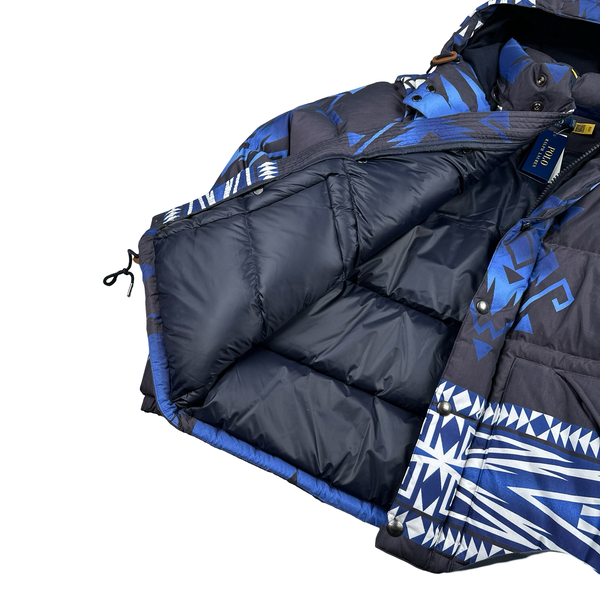Ralph Lauren Blue Pattern Down Filled Puffer Jacket - Medium