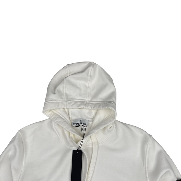 Stone Island 2021 White Pullover Cotton Hoodie - Small