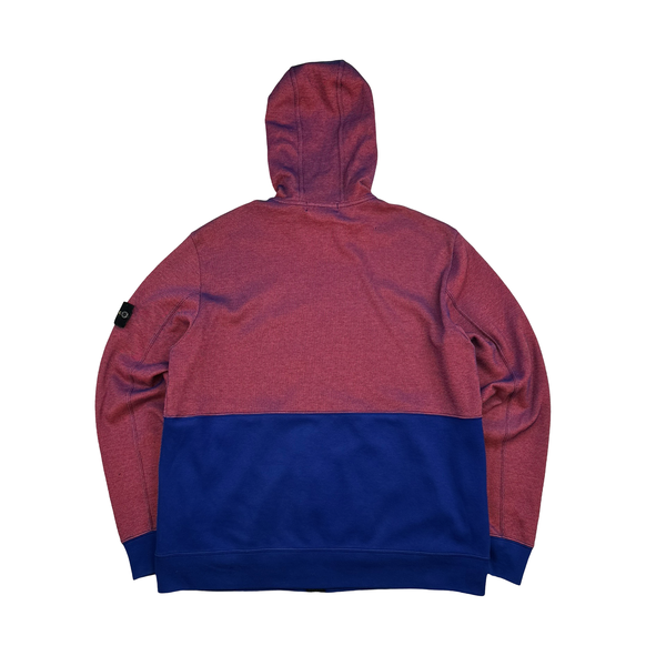 Stone Island 2016 Red Iridescent Ribbed Zip Up Hooded Jumper - XXL