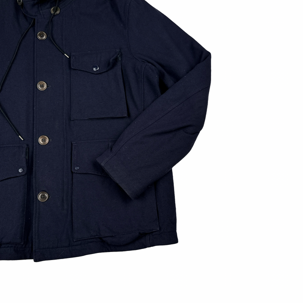 Cp Company B Drill Navy Front Pockets Buttoned Lined Jacket - XXL