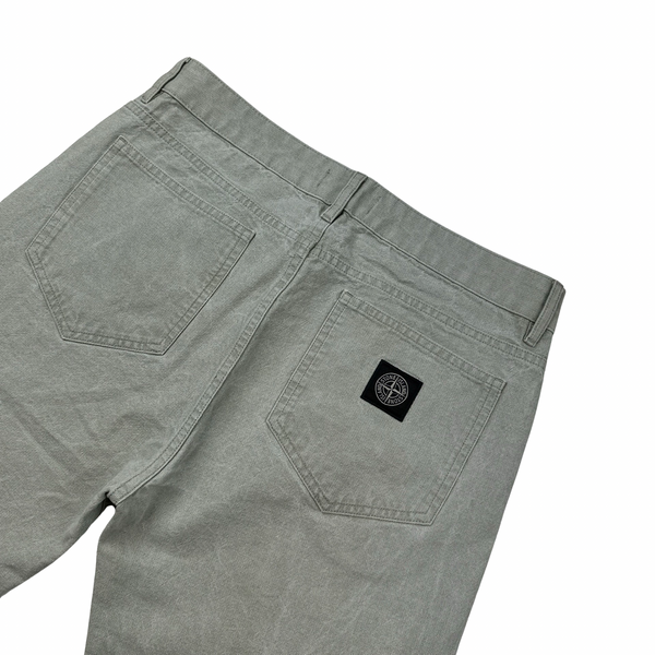 Stone Island Light Grey Panama Placcato Denim Jeans - Medium