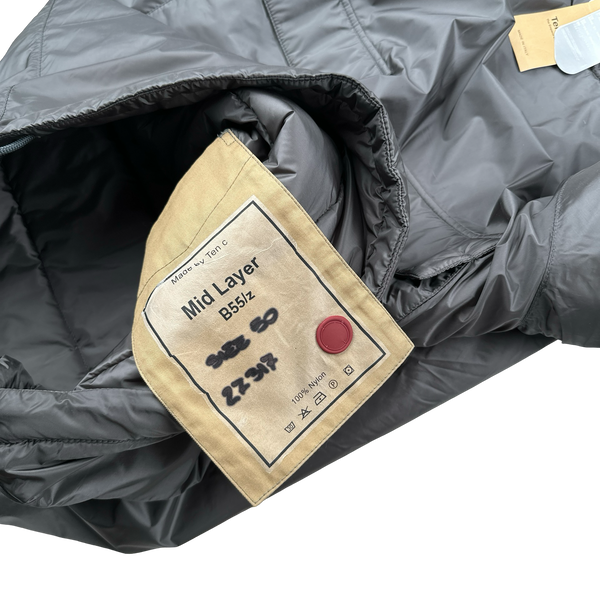 Ten C Charcoal Hooded Primaloft Mid Layer Padded Pullover Jacket - Large