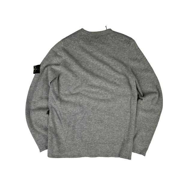 Stone Island 2018 Grey Wool Chest Pocket Crewneck Jumper - Medium