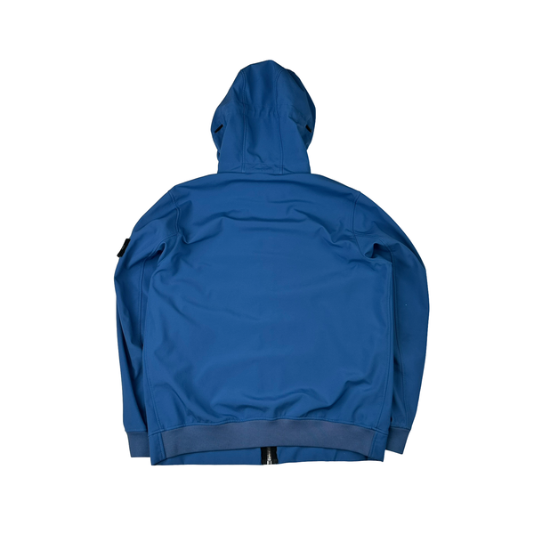 Stone Island 2020 Blue Soft Shell Hooded Jacket - XL