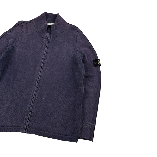 Stone Island 2001 Purple Knitted Vintage Zipped Jumper - Large