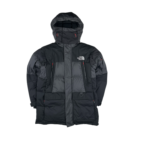 North Face Black/Grey Summit Series Vostok Antarctica Down Hooded Long Puffer Jacket - Small