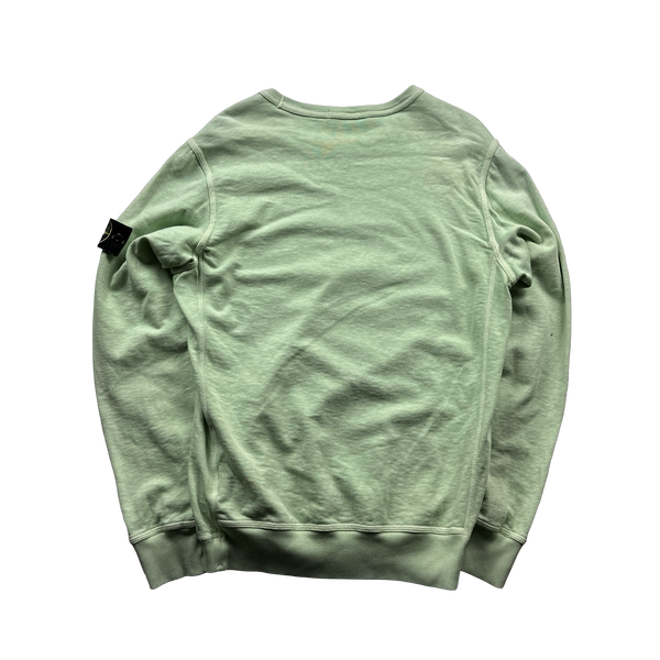 Stone Island Mint Green Cotton Crewneck Sweatshirt Short Set - Large