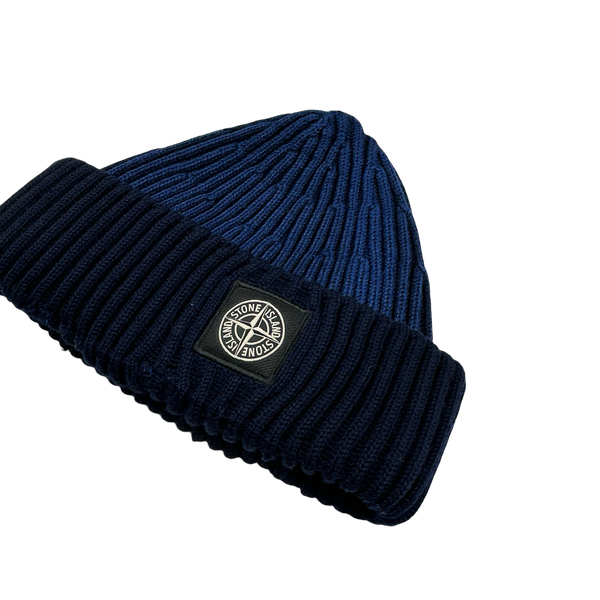 Stone Island 2014 Blue Two Tone Ribbed Beanie