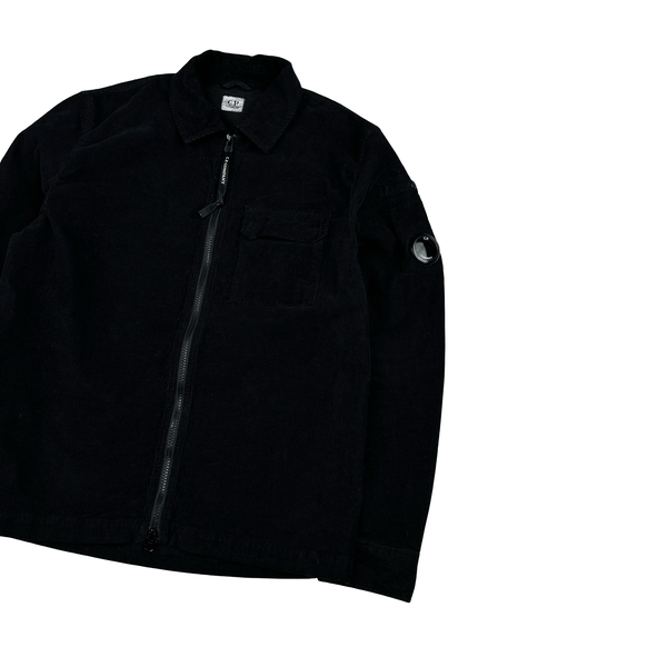 CP Company Black Corduroy Zipped Shirt - Small