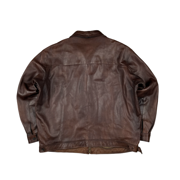 Ralph Lauren Brown Heavyweight Leather Jacket - XXL – Mat's Island