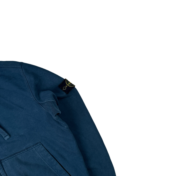 Stone Island Blue Cotton Zipped Hoodie - Medium