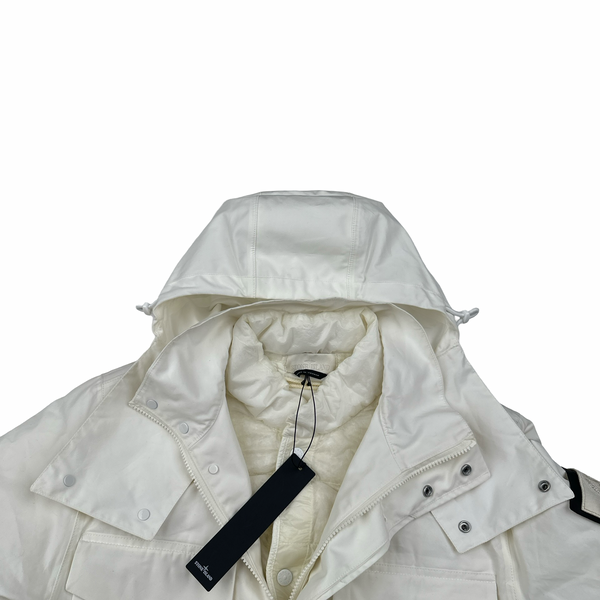 Stone Island 2022 O-Ventile White Ghost Piece Down Dutch Rope Puffer Jacket - Medium