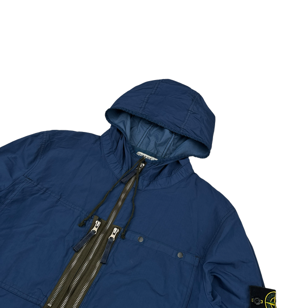 Stone Island 2010 Blue Resin Treated Nylon Jacket - Large