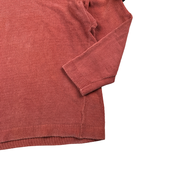 Stone Island 90s Salmon Pink Knitted Chenille Green Edge Crewneck Pullover - XL