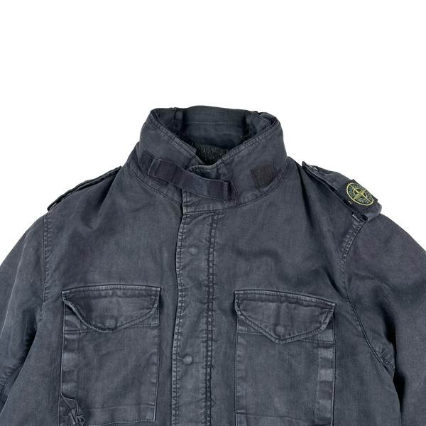 Stone Island 2012 Navy Lino Flax Multi Pocket Lined Zipped Jacket - Large