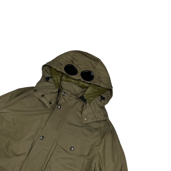 CP Company Khaki Micro M Down Filled Goggle Jacket - Large