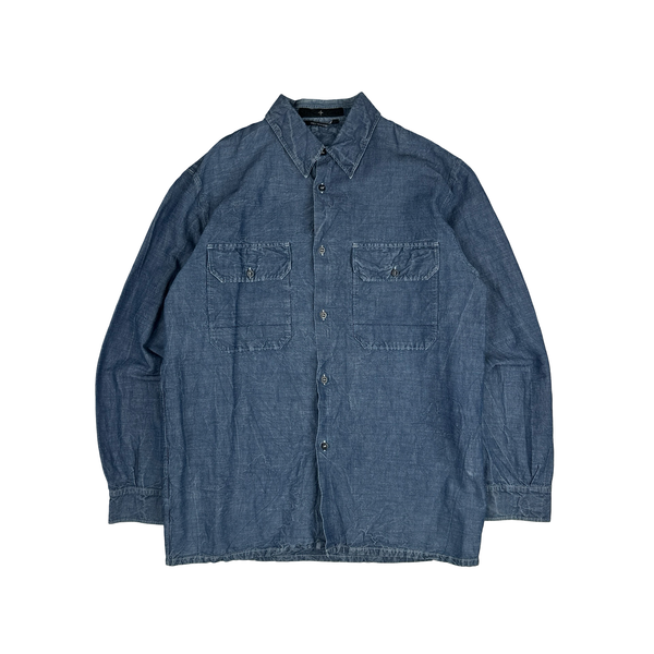 Stone Island 2002 Resin Coated Lino Flax Shirt - Medium